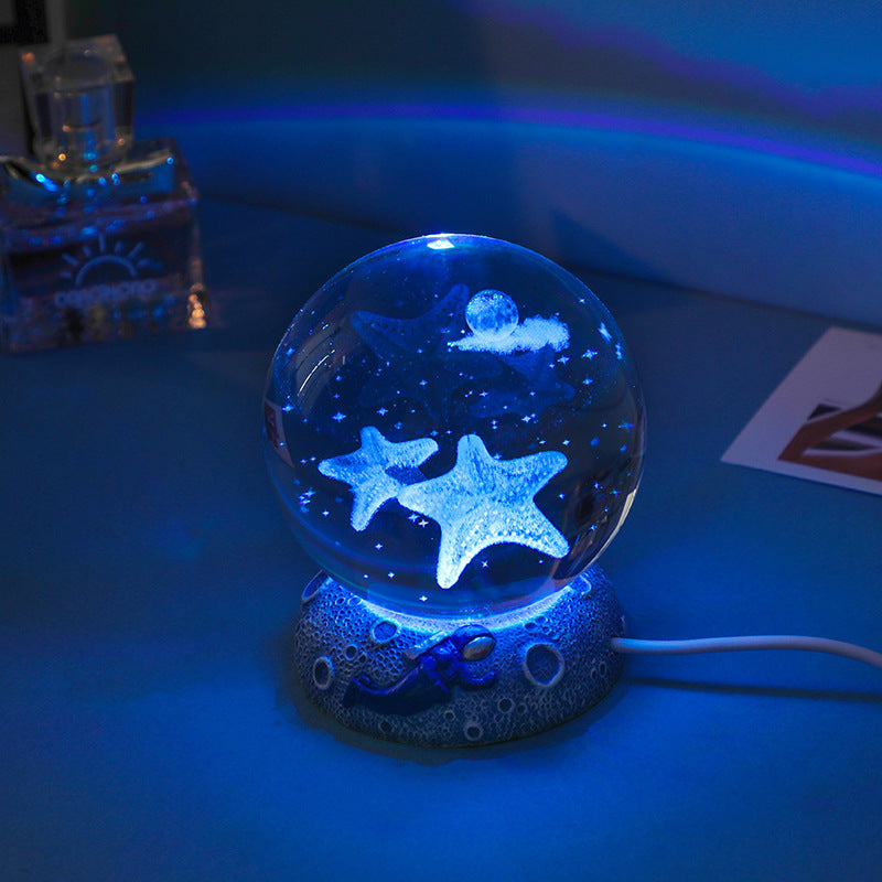 Luminous Crystal Ball with Resin Base – Home & Desk Decoration