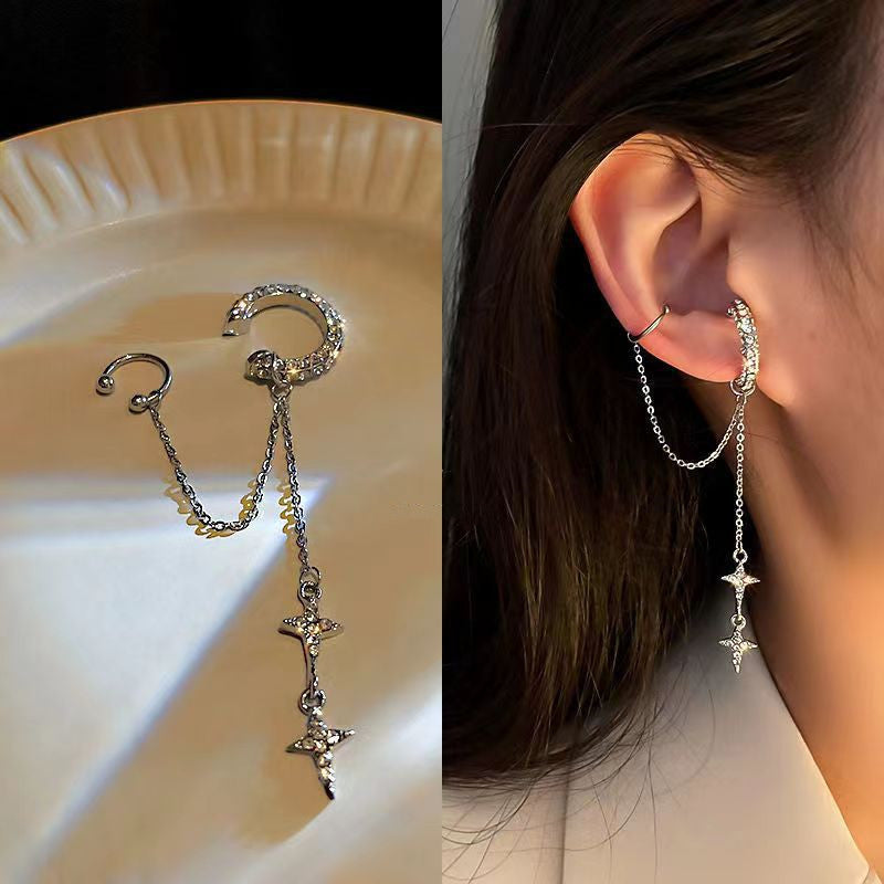 Women's Temperament Pearl Tassel Ear Clip – Elegant & Trendy Statement Jewelry