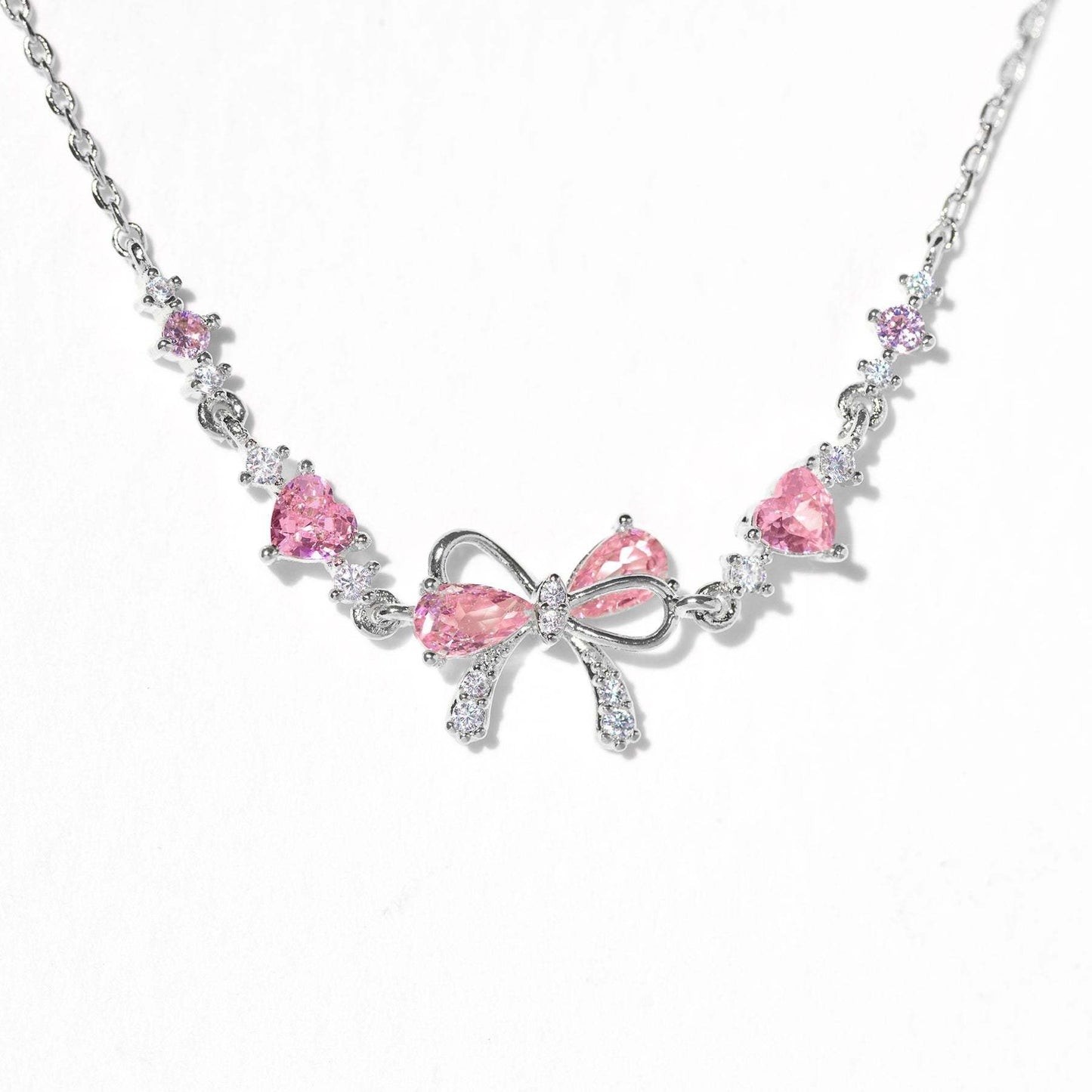 Sweet Bow Heart Rhinestone Chain Bracelet – Y2K Inspired Valentine's Day Fashion
