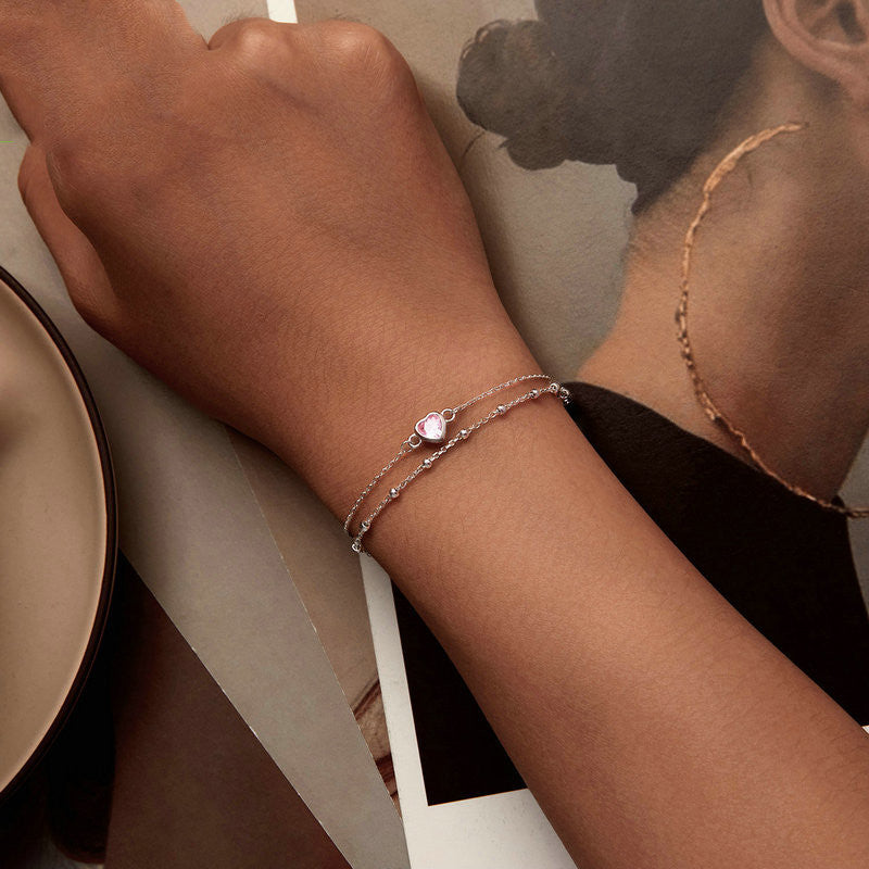 925 Sterling Silver Heart-Shaped Bracelet – Elegant, Sweet & Exquisite Design for Girls & Women