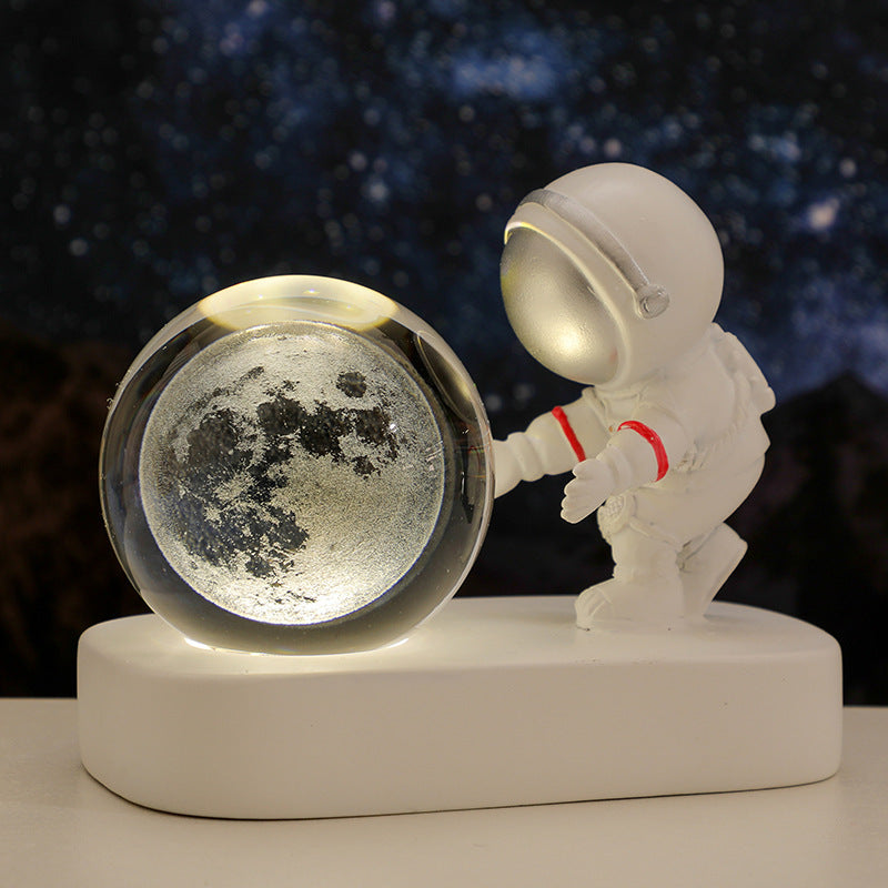 Glowing Galaxy Astronaut Crystal Ball Night Light – USB Bedside Lamp & Birthday Gift