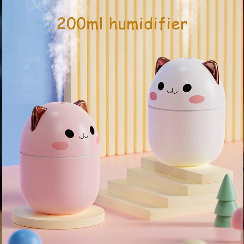 Cute Cat USB Air Humidifier – Ultra-Silent Cool Mist Aromatherapy Diffuser with LED Light for Home, Office, Bedroom & Car