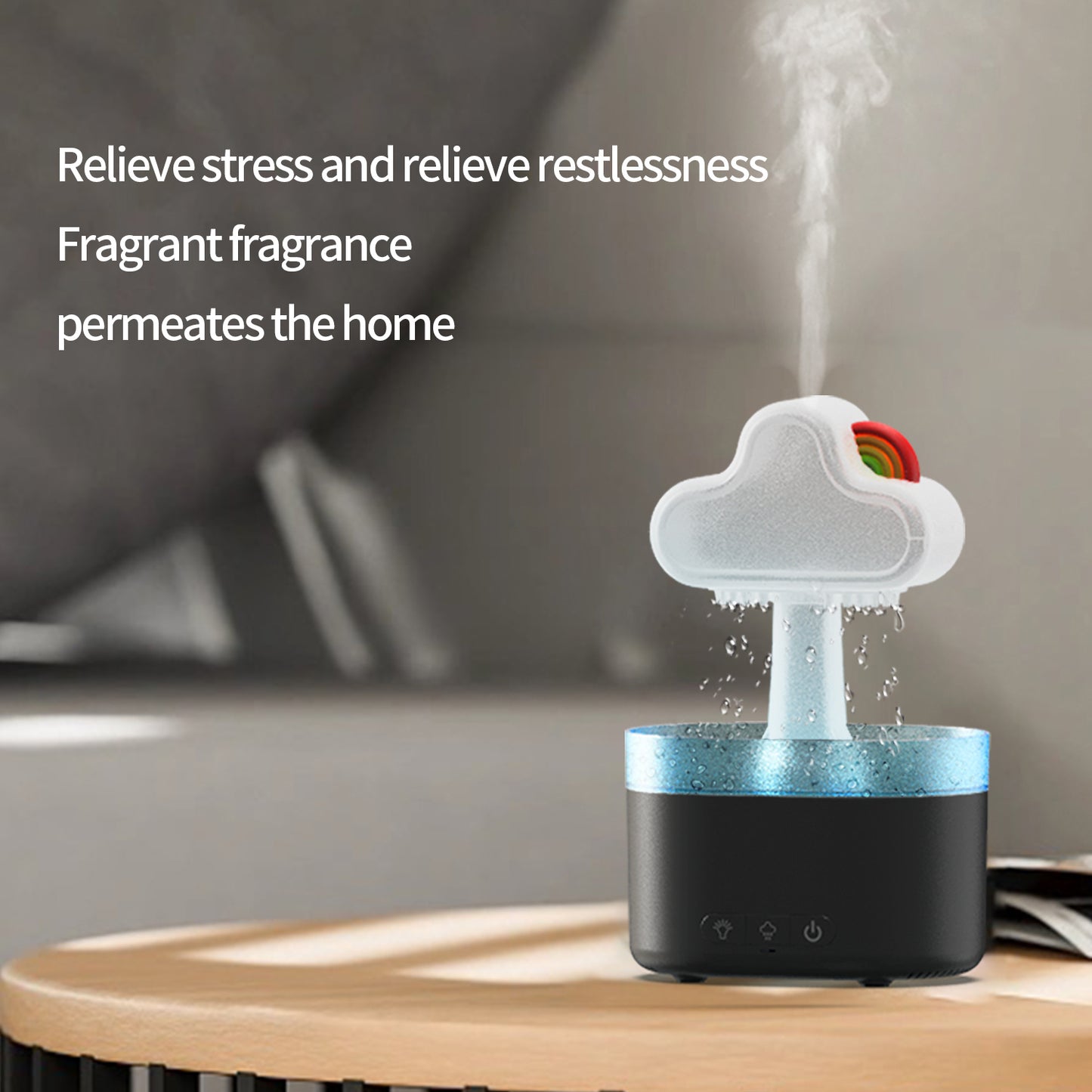 Rainbow Cloud Humidifier – 500ML Ultrasonic LED Air Mist Fogger for Home, Bedroom & Office
