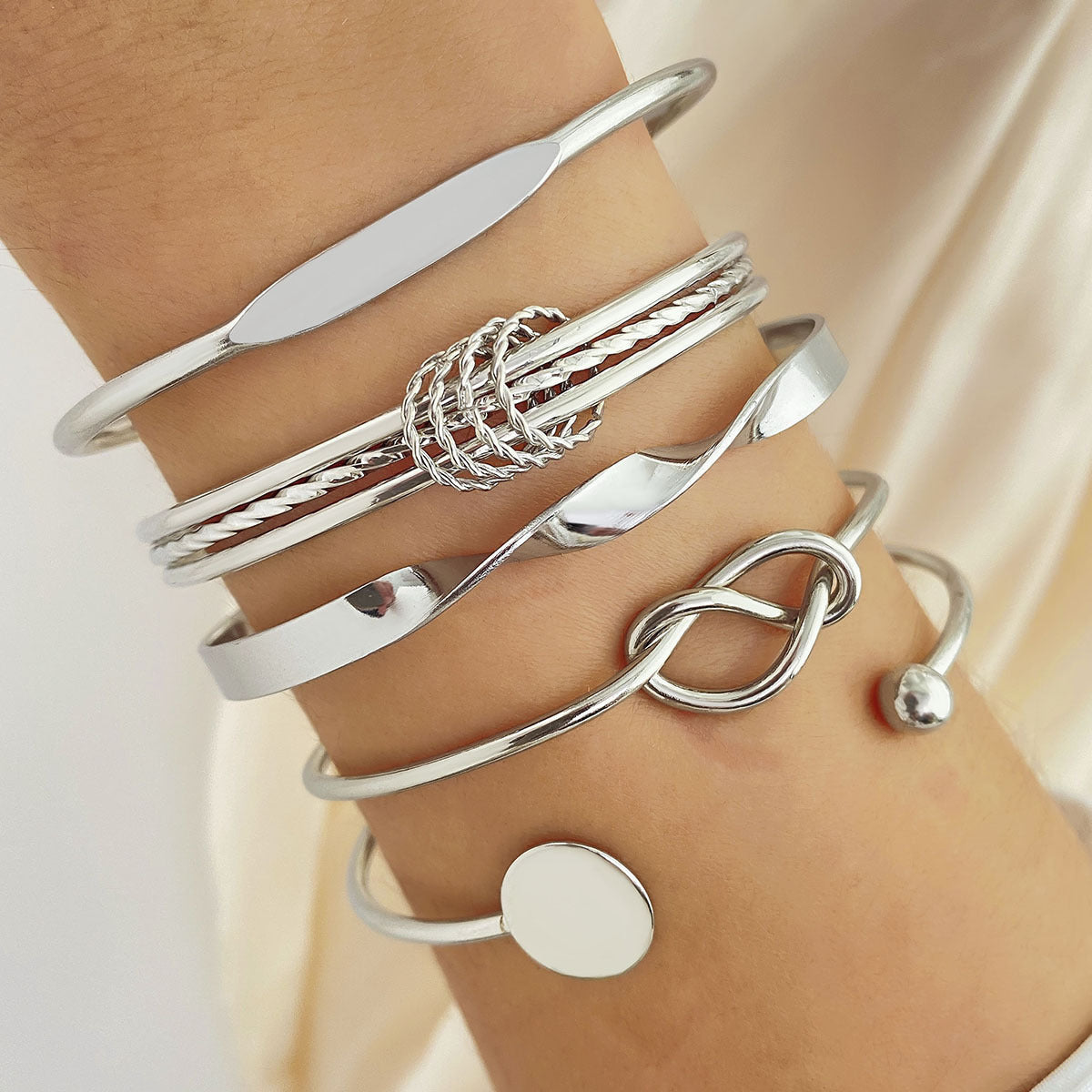 5-7pcs Creative Twisted Hip Hop Style Bracelet Set – Simple & Stylish Accessories for Women