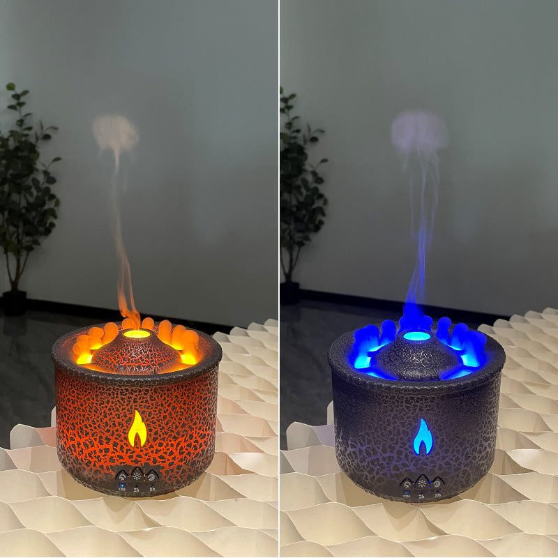 Two-Color Flame Volcano Humidifier – Aromatherapy Diffuser with Ring Mist Effect for Home & Office