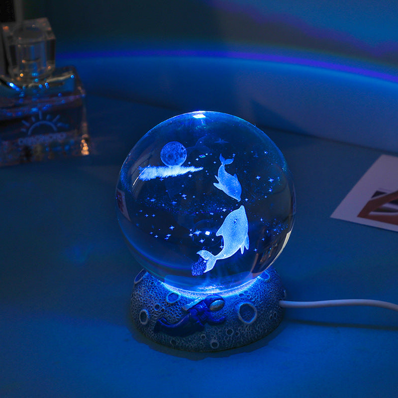 Luminous Crystal Ball with Resin Base – Home & Desk Decoration