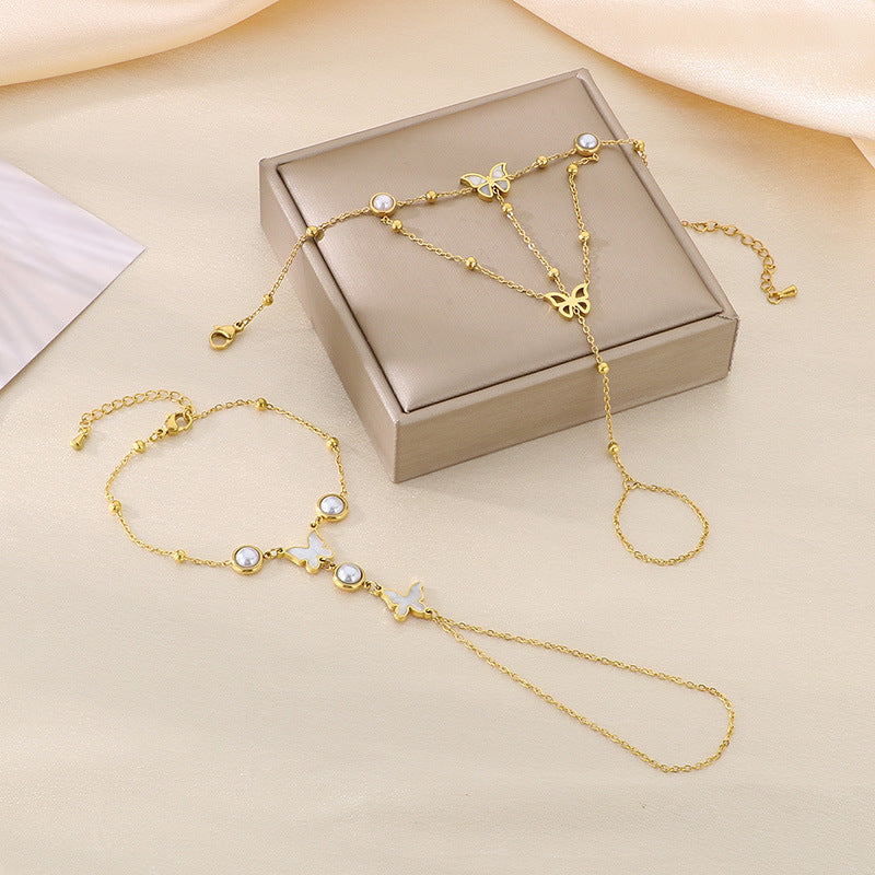 Delicate Finger Ring Bracelet – Stylish Stainless Steel Hand Chain for Women’s Fashion