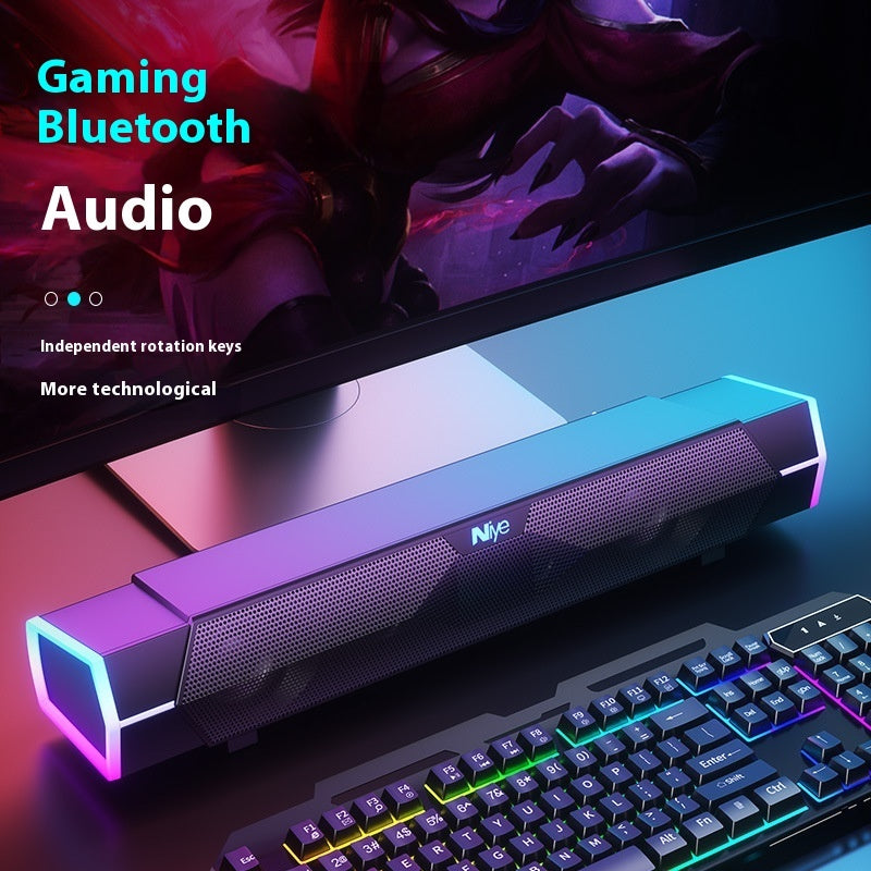 4D Bluetooth Computer Soundbar Dual Speaker Subwoofer Stereo Surround Sound Loudspeaker for Laptop PC Notebook