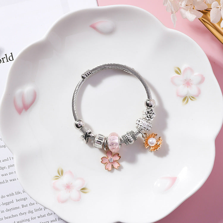 Vintage Flower Beaded Bracelet – Ethnic Style Shell Floral Jewelry for Women