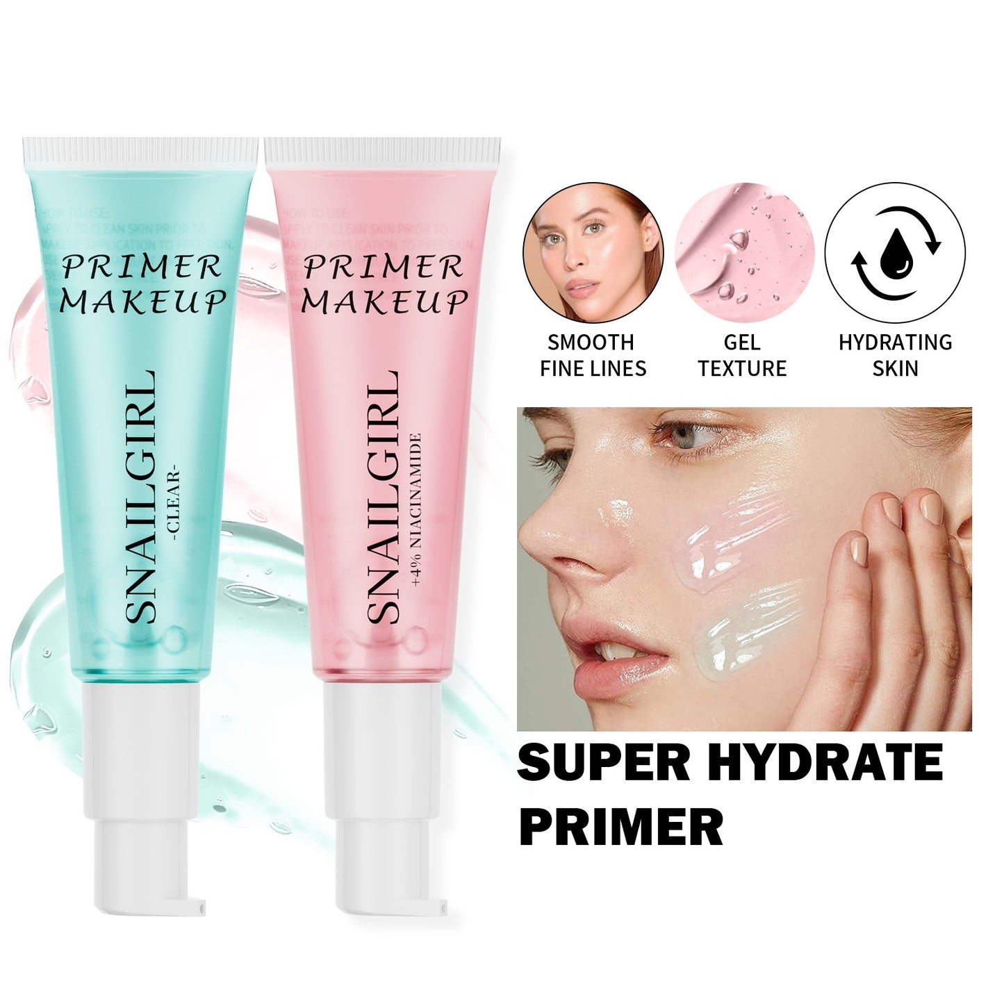 Hydrating Gel Face Primer – Smoothing, Pore-Minimizing, Colorless Makeup Base for Long-Lasting Makeup