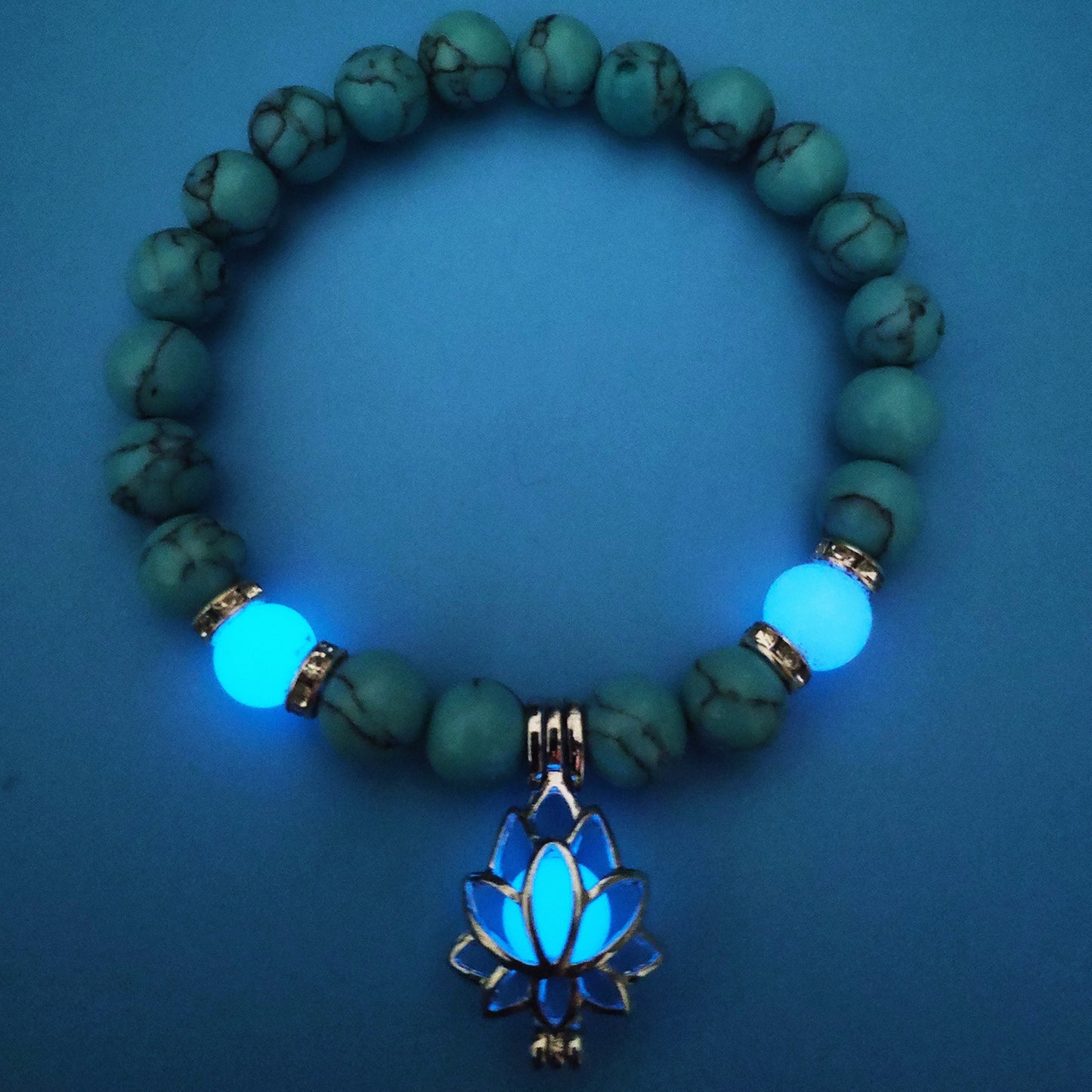 Luminous Lotus Natural Stone Bracelet – Glow-in-the-Dark Healing Beads for Men & Women | Yoga, Meditation & Buddhist Prayer Jewelry