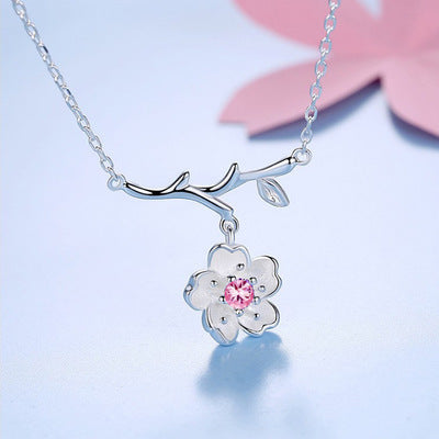 Elegant S925 Sterling Silver Flower Clavicle Necklace – Delicate Jewelry for Women