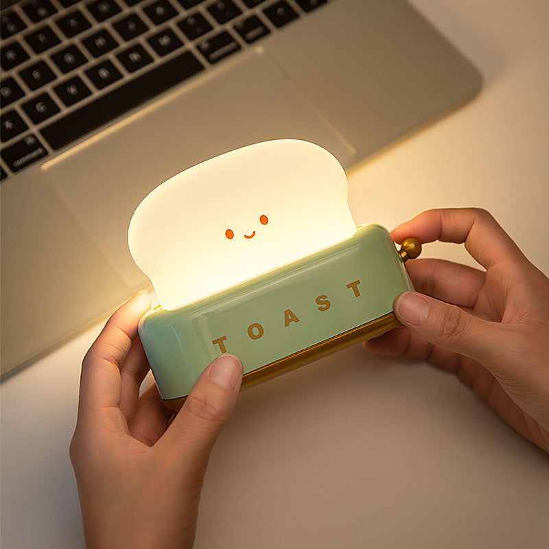 Toast-Shaped USB Table Lamp – Cute Bread Night Light, Dimmable LED, USB Rechargeable, Cozy Bedside Lamp for Home & Gifts