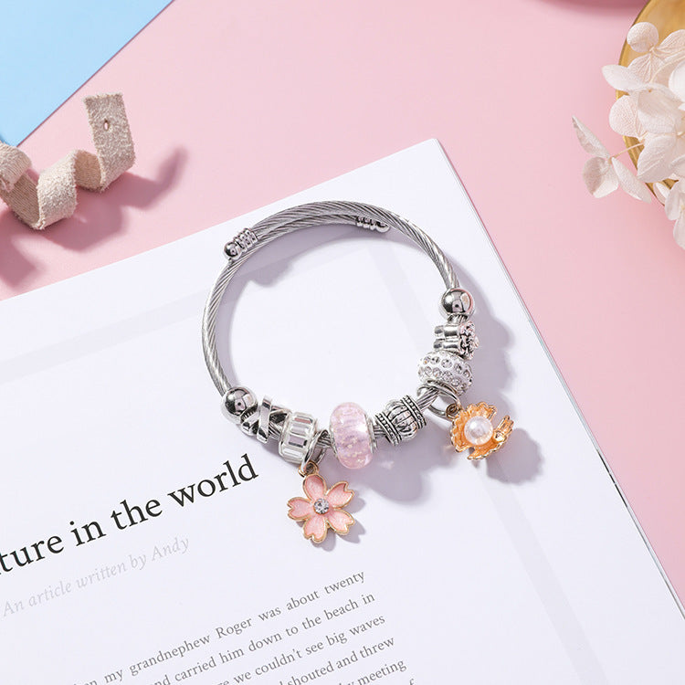 Vintage Flower Beaded Bracelet – Ethnic Style Shell Floral Jewelry for Women