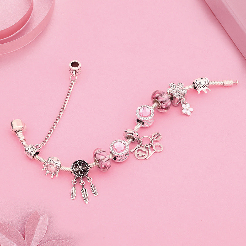 Women’s Fashion Glass Bead Bracelet – Elegant Romantic Style