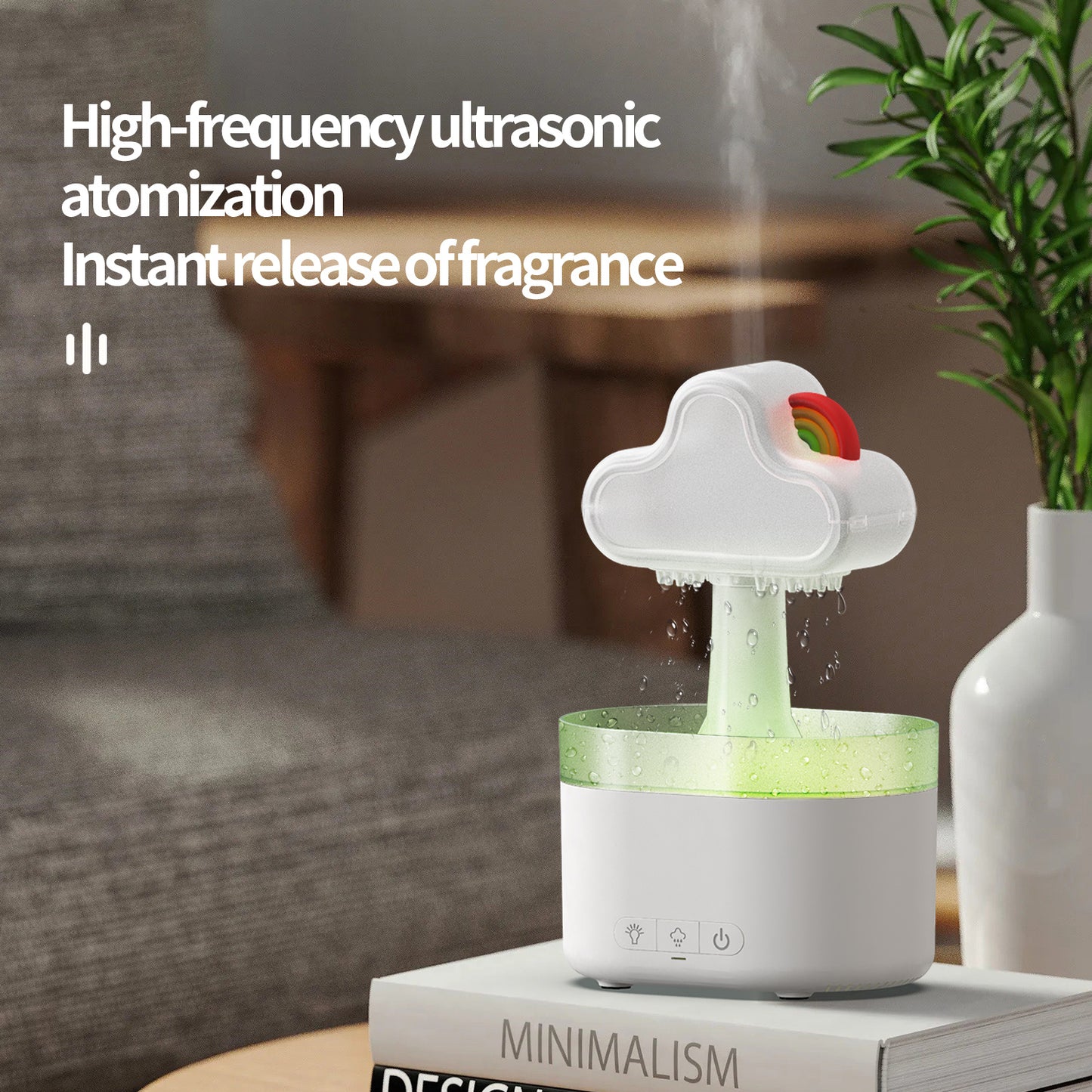 Rainbow Cloud Humidifier – 500ML Ultrasonic LED Air Mist Fogger for Home, Bedroom & Office