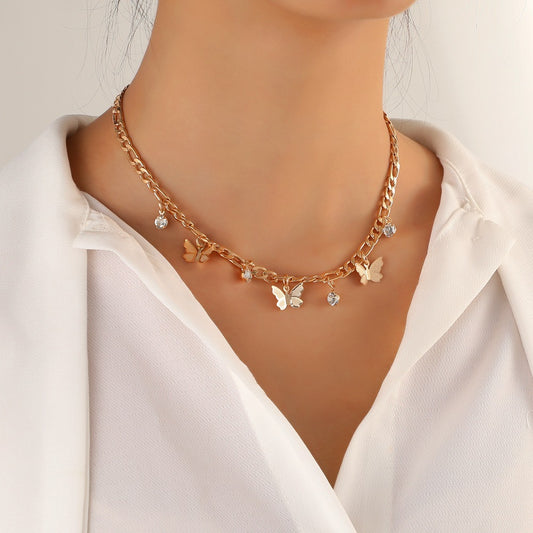 Delicate Butterfly Clavicle Necklace – Metal Pendant Jewelry
