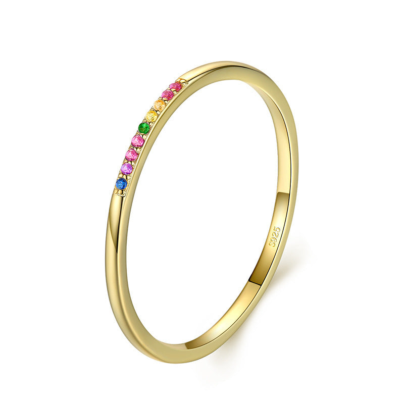 Sterling Silver Rainbow Stone Ring – Dainty & Versatile Design