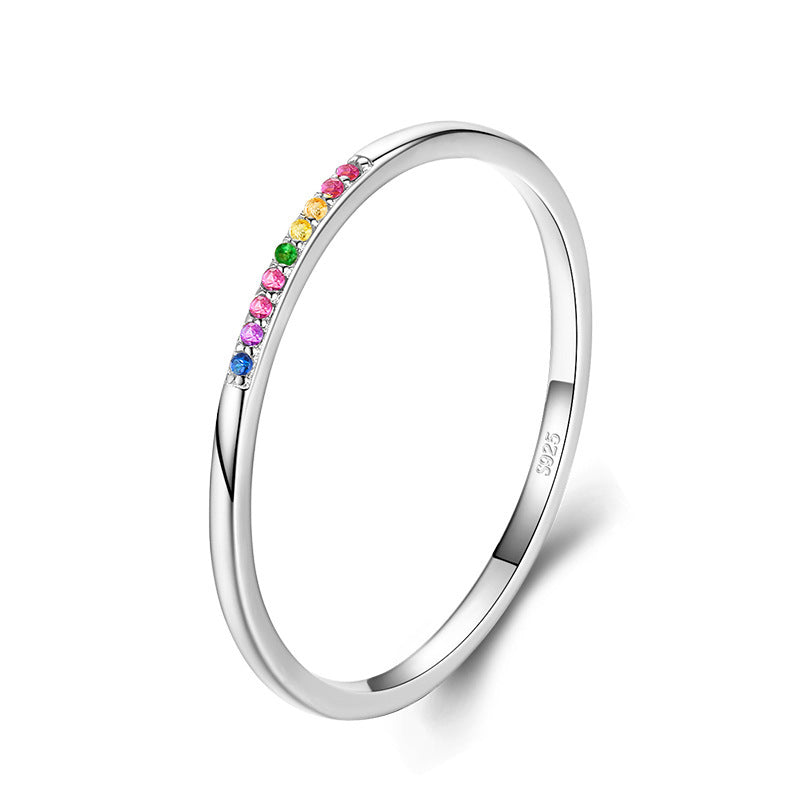 Sterling Silver Rainbow Stone Ring – Dainty & Versatile Design