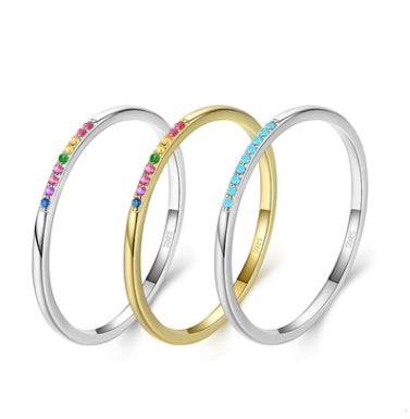 Sterling Silver Rainbow Stone Ring – Dainty & Versatile Design