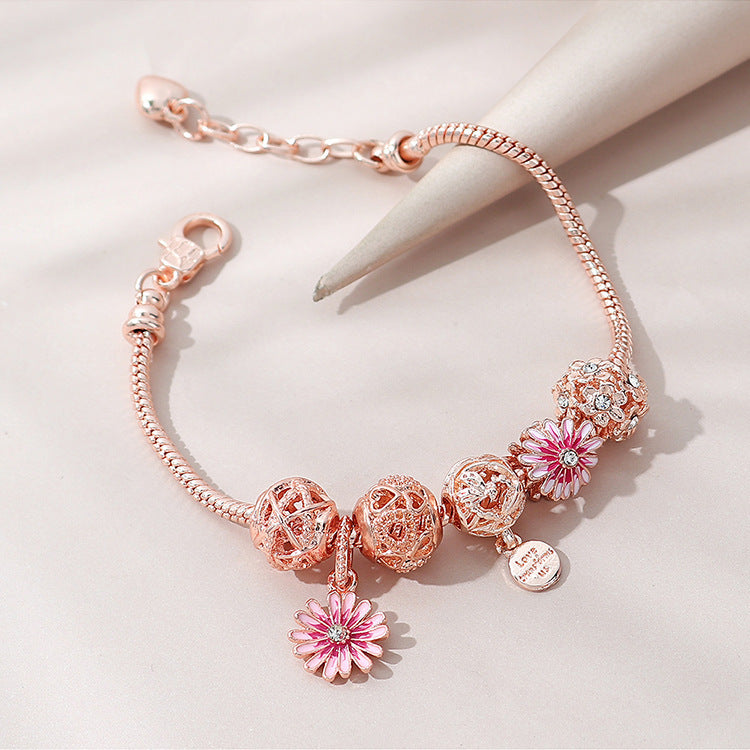 Hollow Flower Ball Bracelet – Gradient Daisy DIY Beaded Jewelry for Women