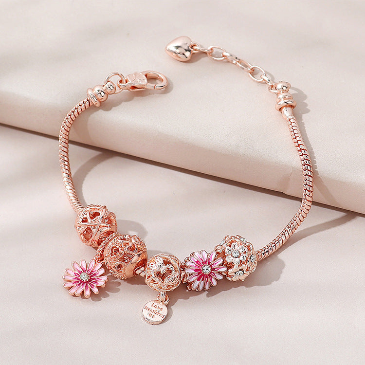 Hollow Flower Ball Bracelet – Gradient Daisy DIY Beaded Jewelry for Women