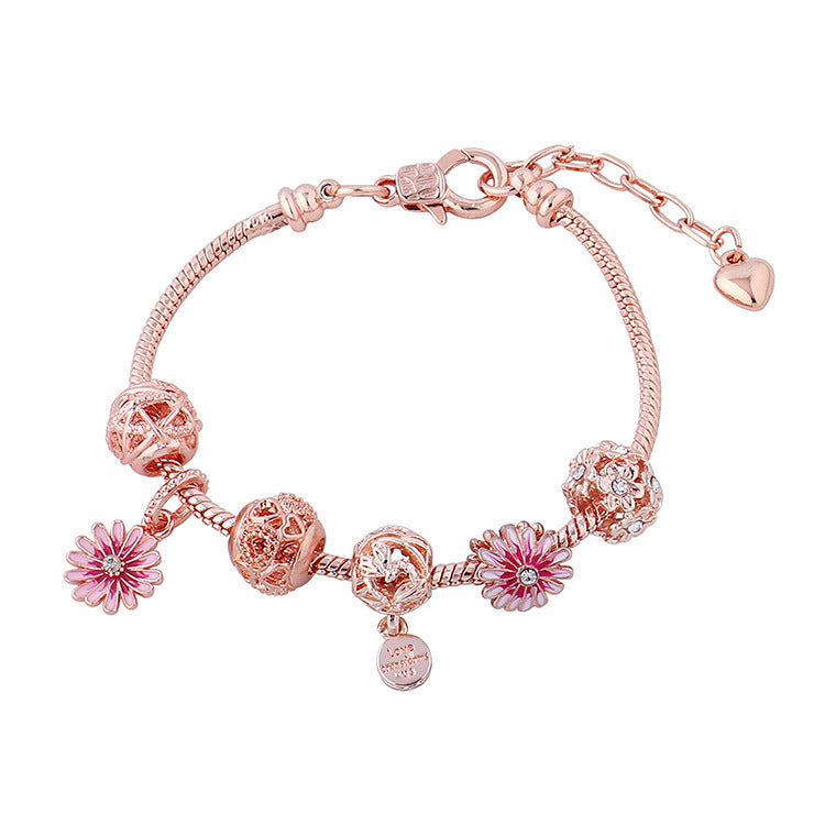 Hollow Flower Ball Bracelet – Gradient Daisy DIY Beaded Jewelry for Women