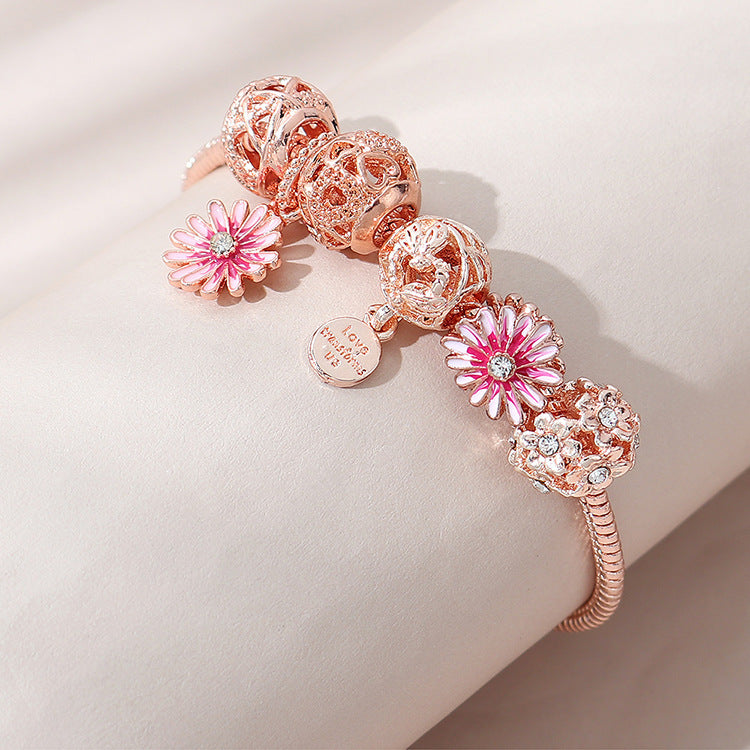 Hollow Flower Ball Bracelet – Gradient Daisy DIY Beaded Jewelry for Women