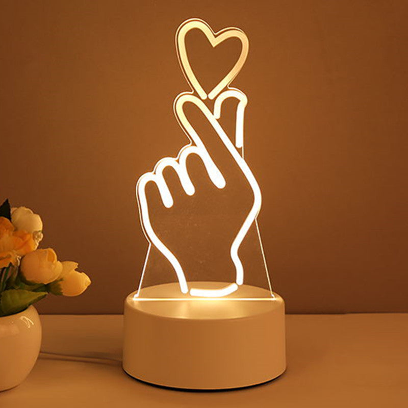 3D Acrylic LED Night Lamp – USB Neon Light for Home, Room Decor & Gifts
