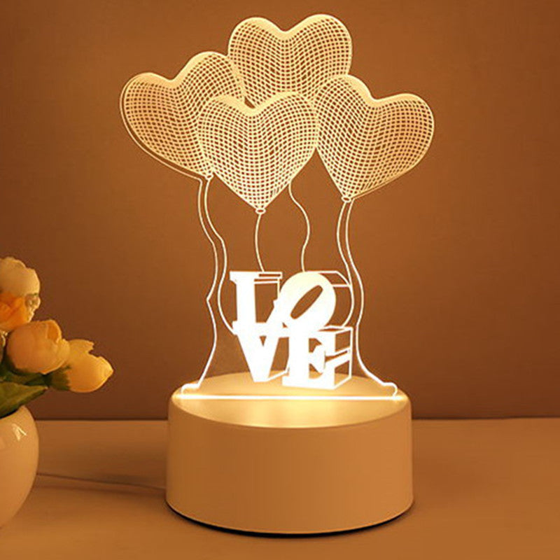 3D Acrylic LED Night Lamp – USB Neon Light for Home, Room Decor & Gifts