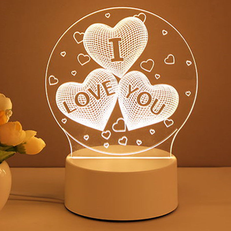 3D Acrylic LED Night Lamp – USB Neon Light for Home, Room Decor & Gifts
