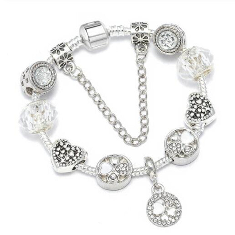Three Color Peach Blossom Bracelet – Delicate Floral Charm Wrist Jewelry