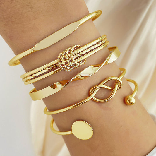 5-7pcs Creative Twisted Hip Hop Style Bracelet Set – Simple & Stylish Accessories for Women
