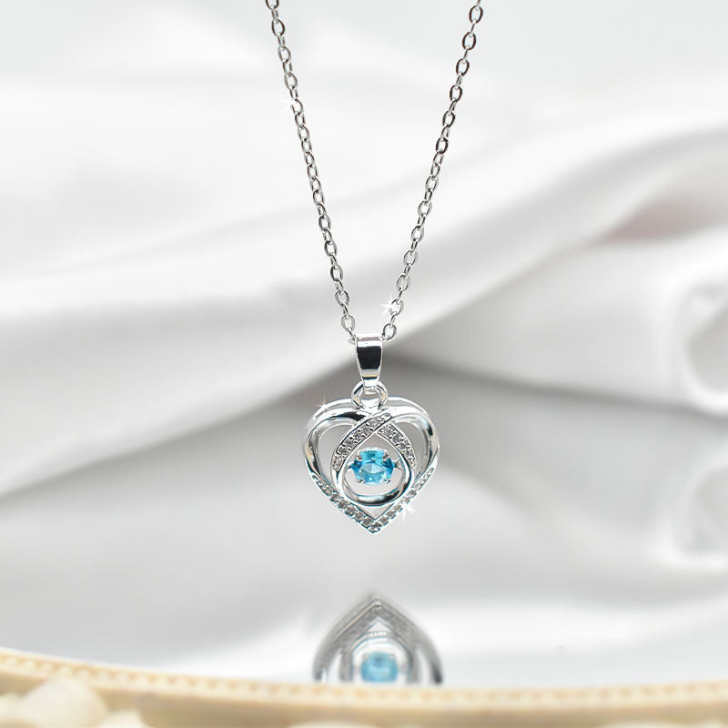 Fashion Dancing Heart Love Necklace with Rhinestones – Creative Clavicle Chain for Valentine’s Day