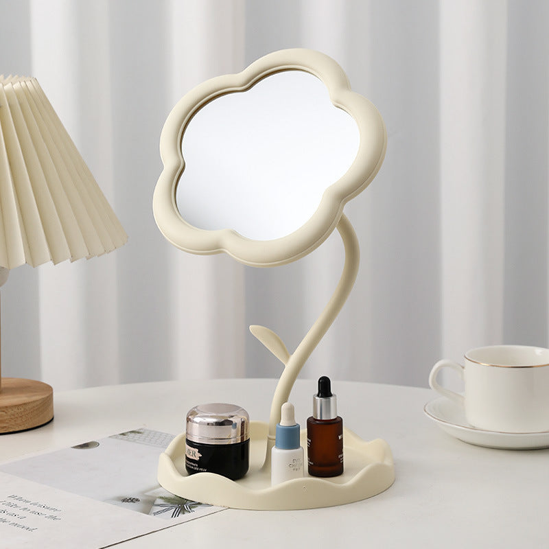 Portable Floral Desktop Makeup Mirror – Cute Sunflower Design, Detachable HD Vanity Mirror for Bathroom & Bedroom