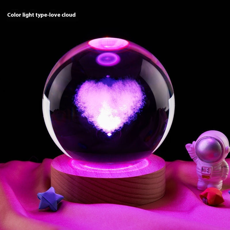 Creative Crystal Ball Night Lamp – Bedside & Home Decoration
