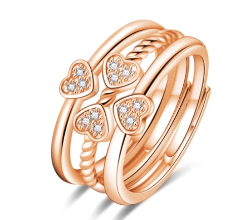 Adjustable Four-Leaf Clover Split Three-In-One Combination Ring for Women