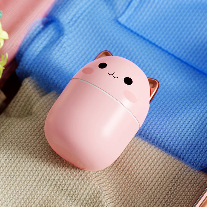 Cute Cat USB Air Humidifier – Ultra-Silent Cool Mist Aromatherapy Diffuser with LED Light for Home, Office, Bedroom & Car
