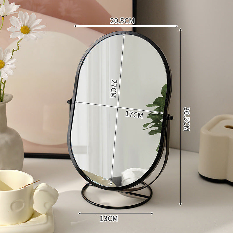 Elegant Desktop Vanity Mirror – Makeup Mirror with Golden Wrought Iron Frame for Bedroom, Desk & Vanity