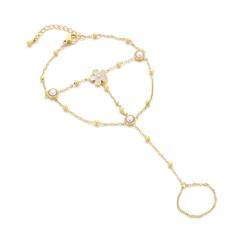 Delicate Finger Ring Bracelet – Stylish Stainless Steel Hand Chain for Women’s Fashion