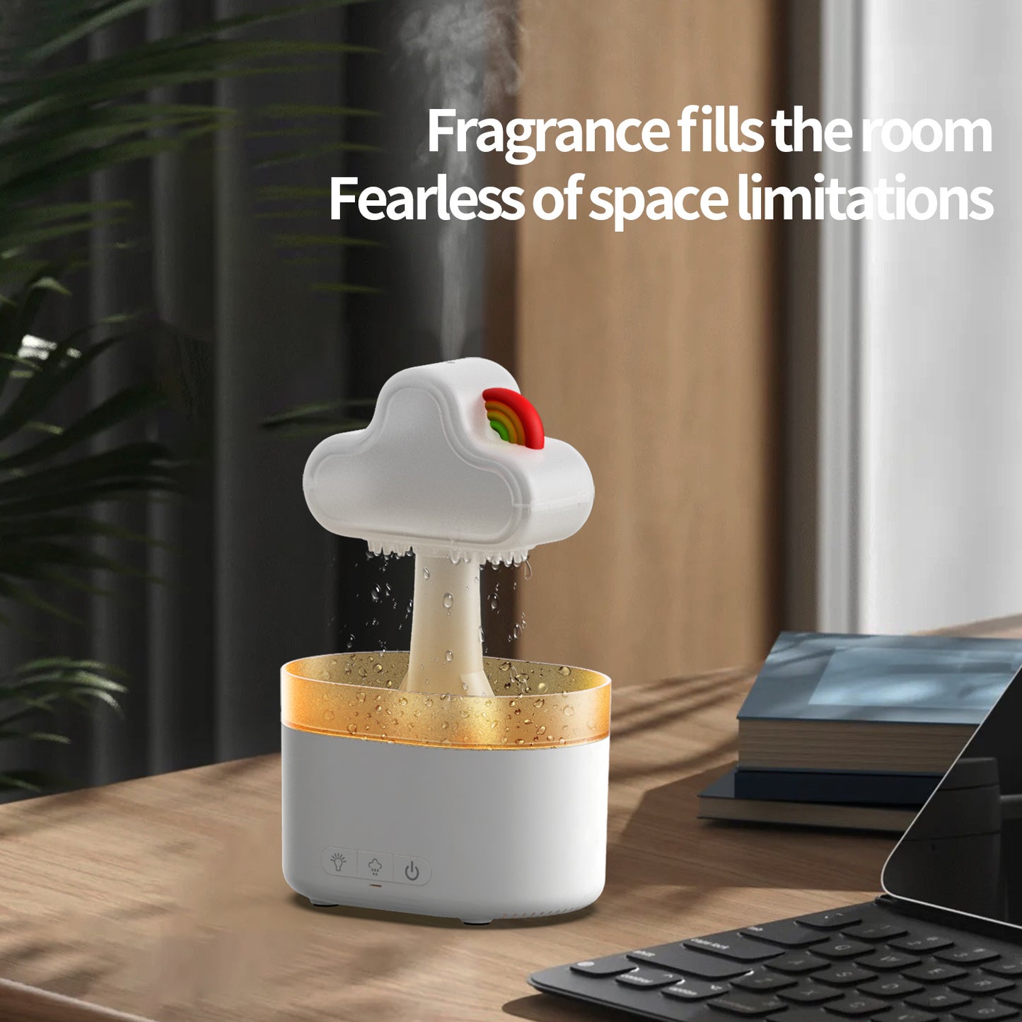 Rainbow Cloud Humidifier – 500ML Ultrasonic LED Air Mist Fogger for Home, Bedroom & Office