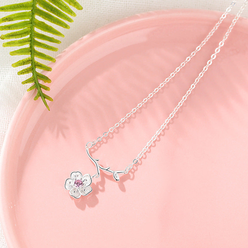 Elegant S925 Sterling Silver Flower Clavicle Necklace – Delicate Jewelry for Women