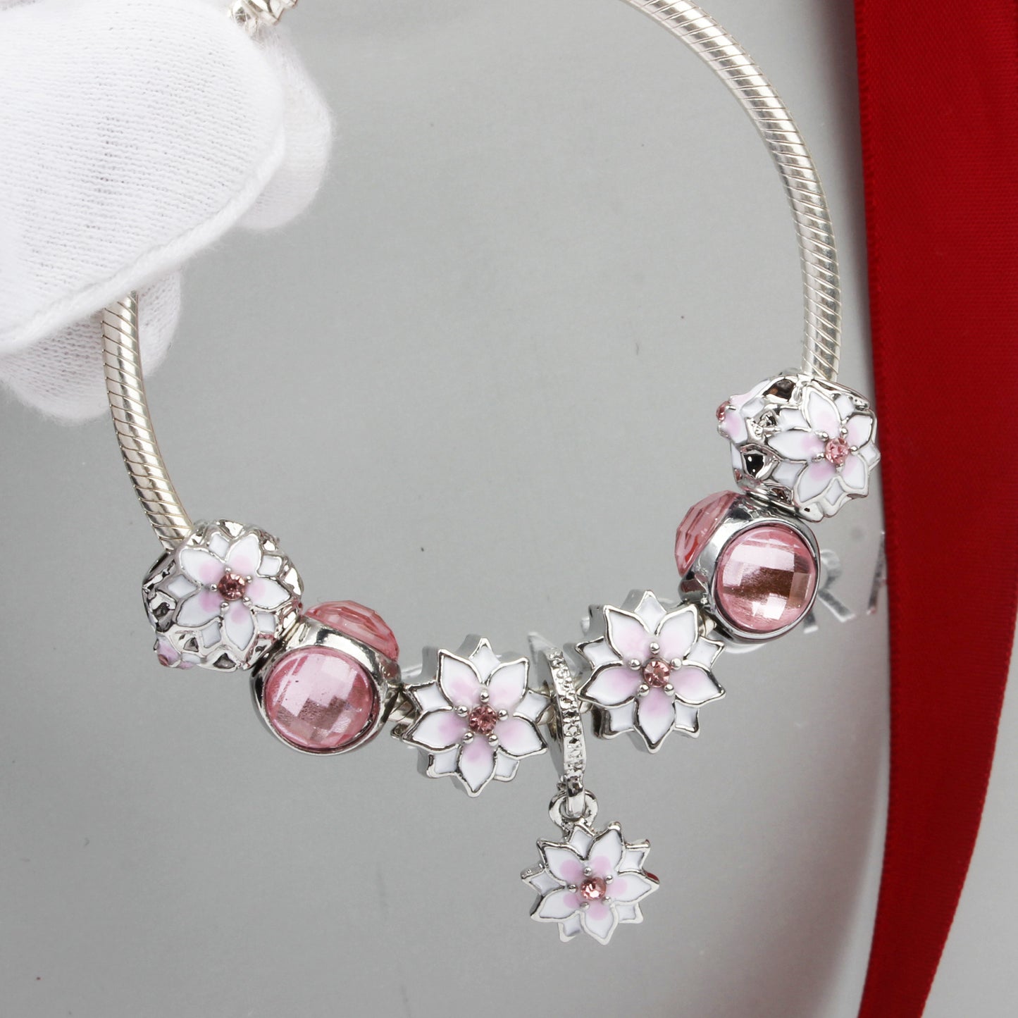 Magnolia Flower Charm Bracelet – Stylish Alloy Women’s Jewelry