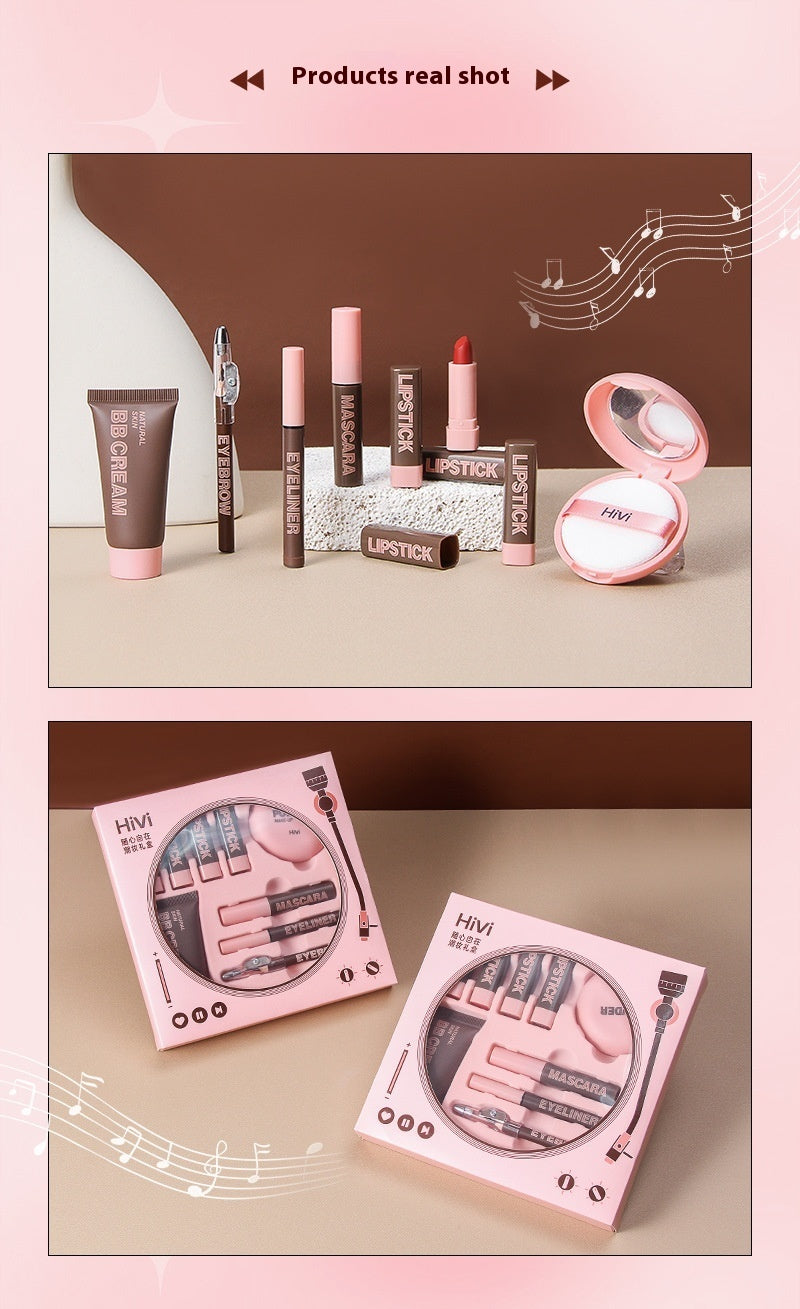 "Glue Record Beauty Gift Set – Limited Edition Lipstick & Powder Makeup Kit for Women"