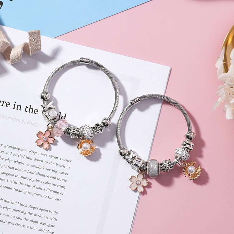 Vintage Flower Beaded Bracelet – Ethnic Style Shell Floral Jewelry for Women