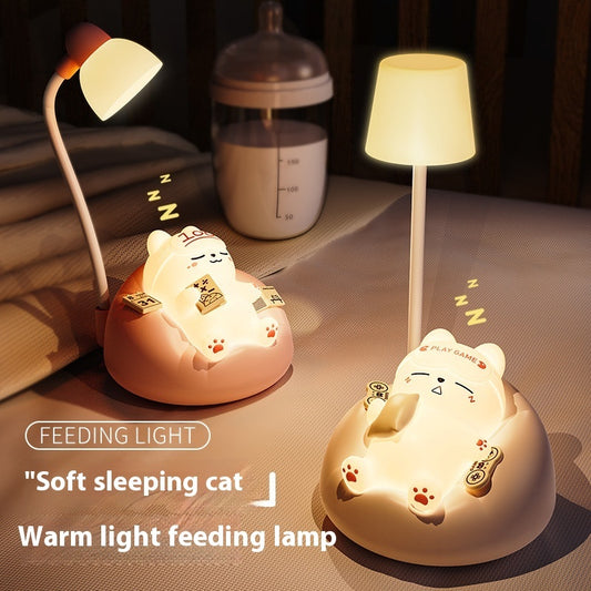 Rechargeable Cat Night Light – Cute Cartoon LED Table Lamp, USB Charging, Soft Glow for Bedroom & Holiday Gift
