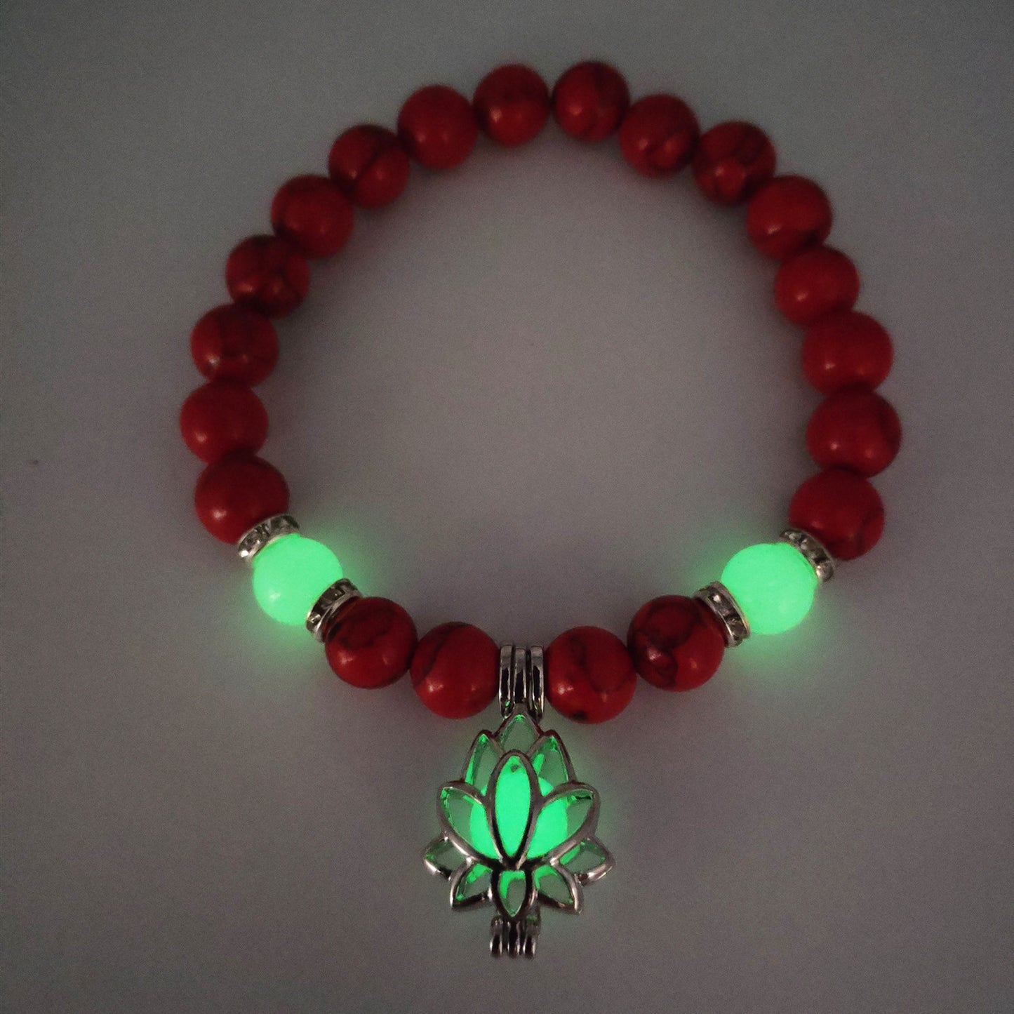 Luminous Lotus Natural Stone Bracelet – Glow-in-the-Dark Healing Beads for Men & Women | Yoga, Meditation & Buddhist Prayer Jewelry