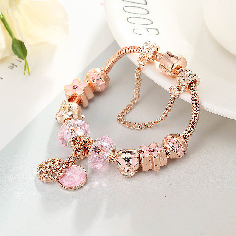 Rose Gold Geometric Love Bracelet – Fashion Jewelry for Women