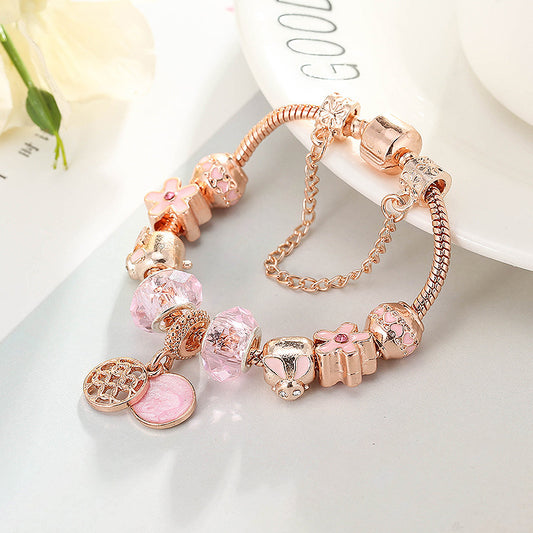 Rose Gold Geometric Love Bracelet – Fashion Jewelry for Women