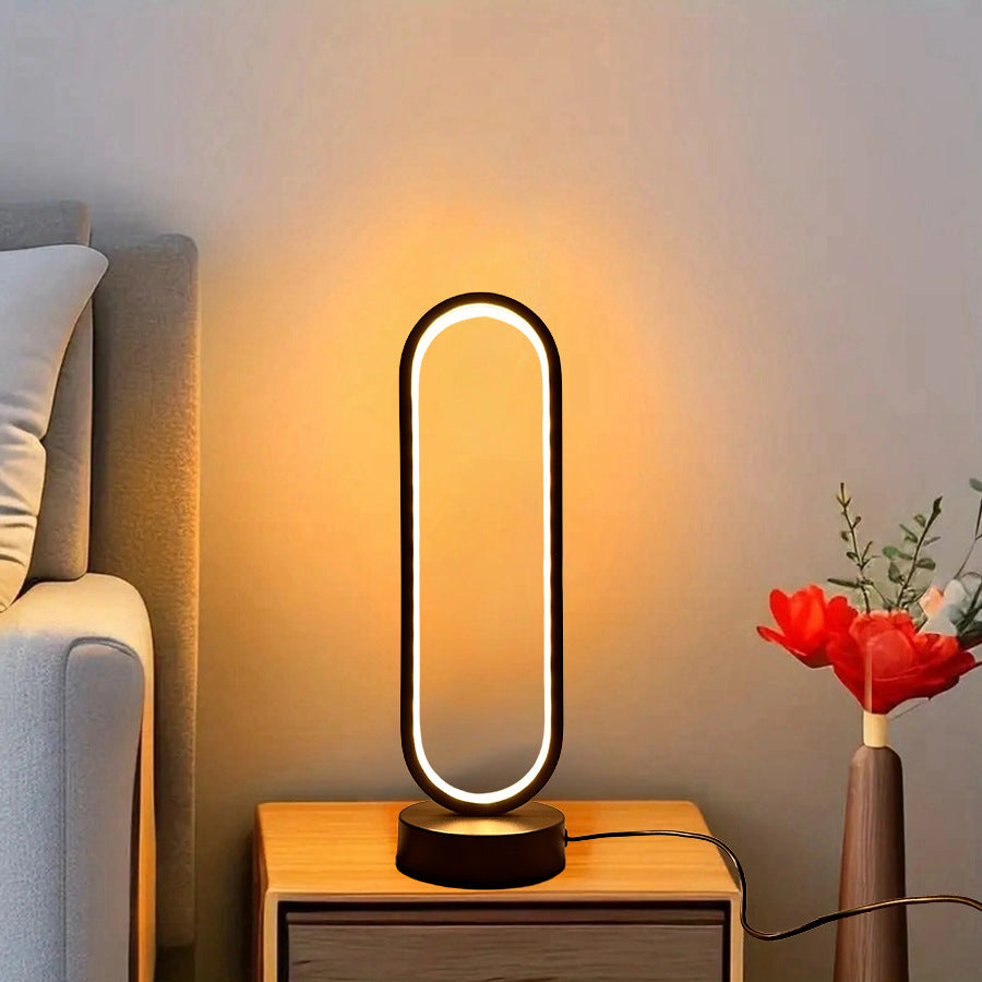 Black & White USB Ring Night Lamp – Dimmable LED Small Desk & Living Room Decoration